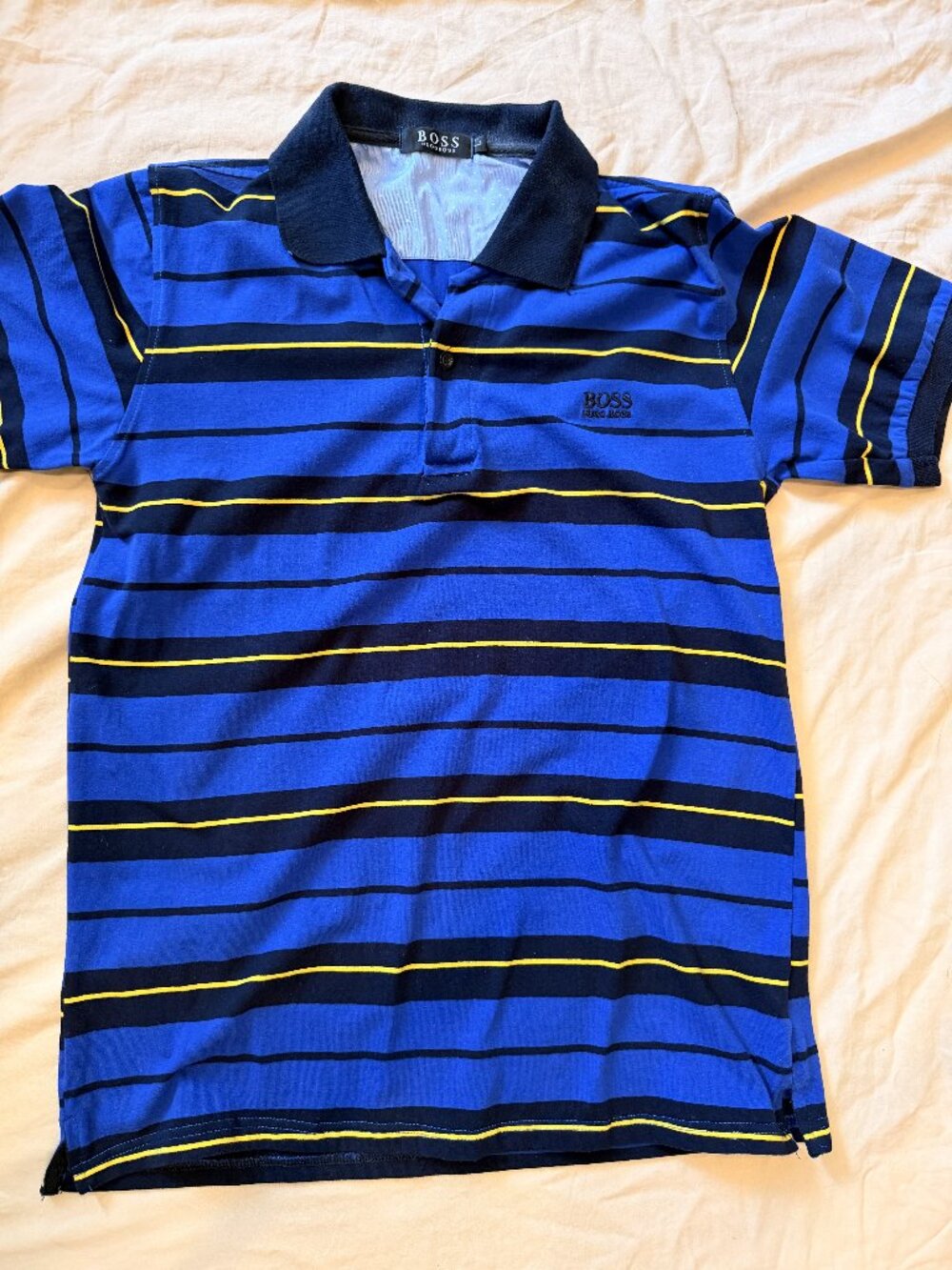 Hugo Boss Blue & Navy Striped Polo Shirt L